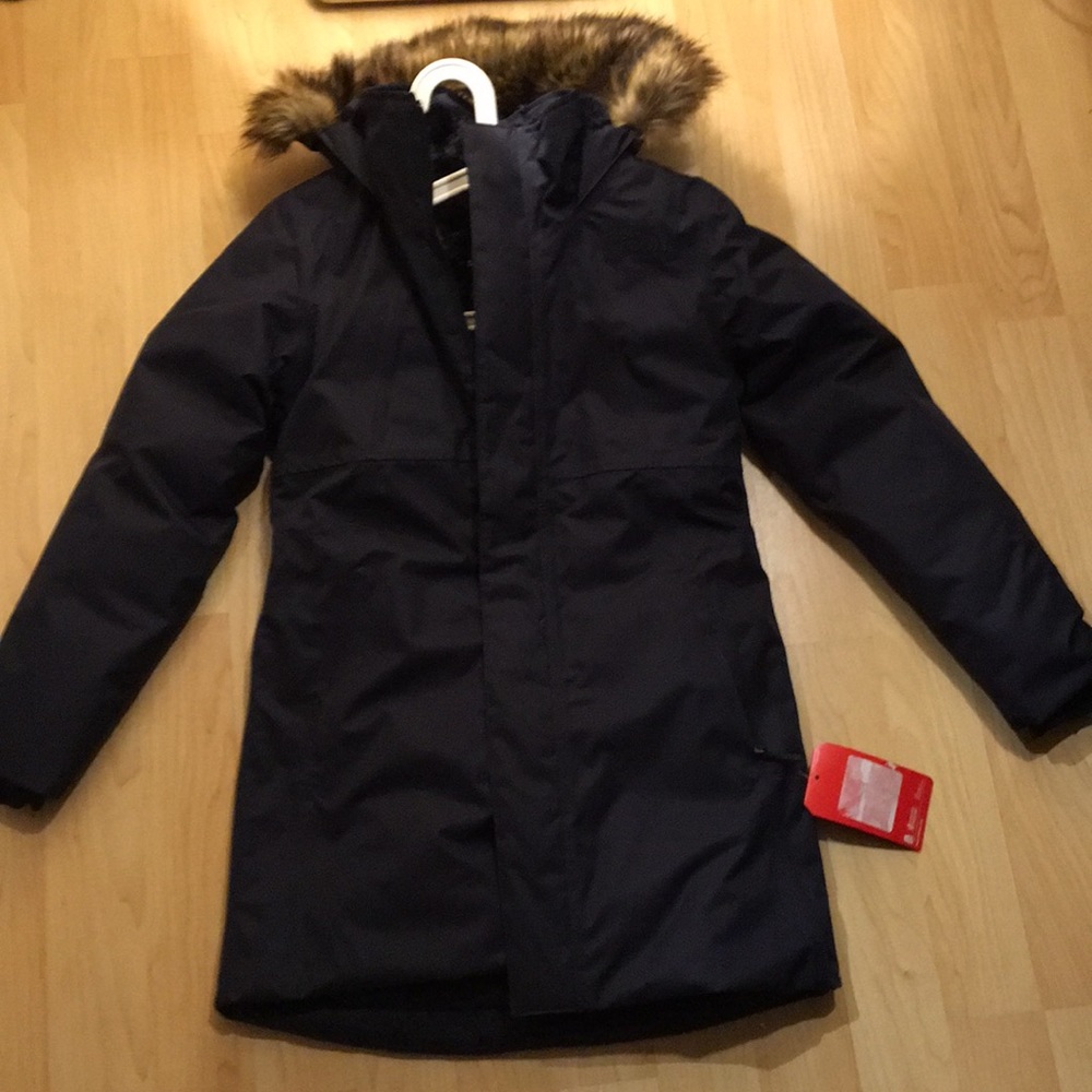 Girls North Face Winter Coat with Fur-lined Hood